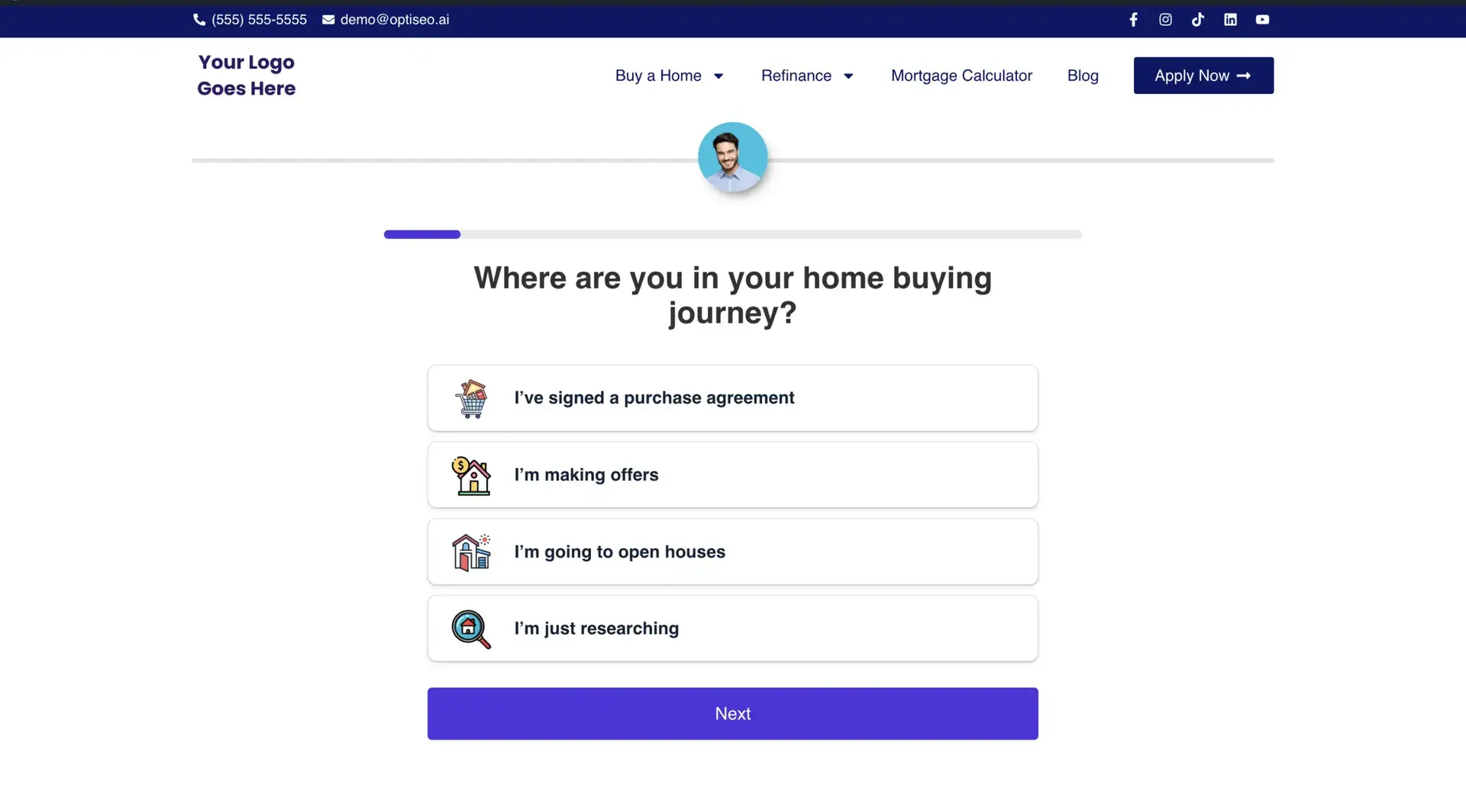 Purchase Mortgage Funnel demo screenshot