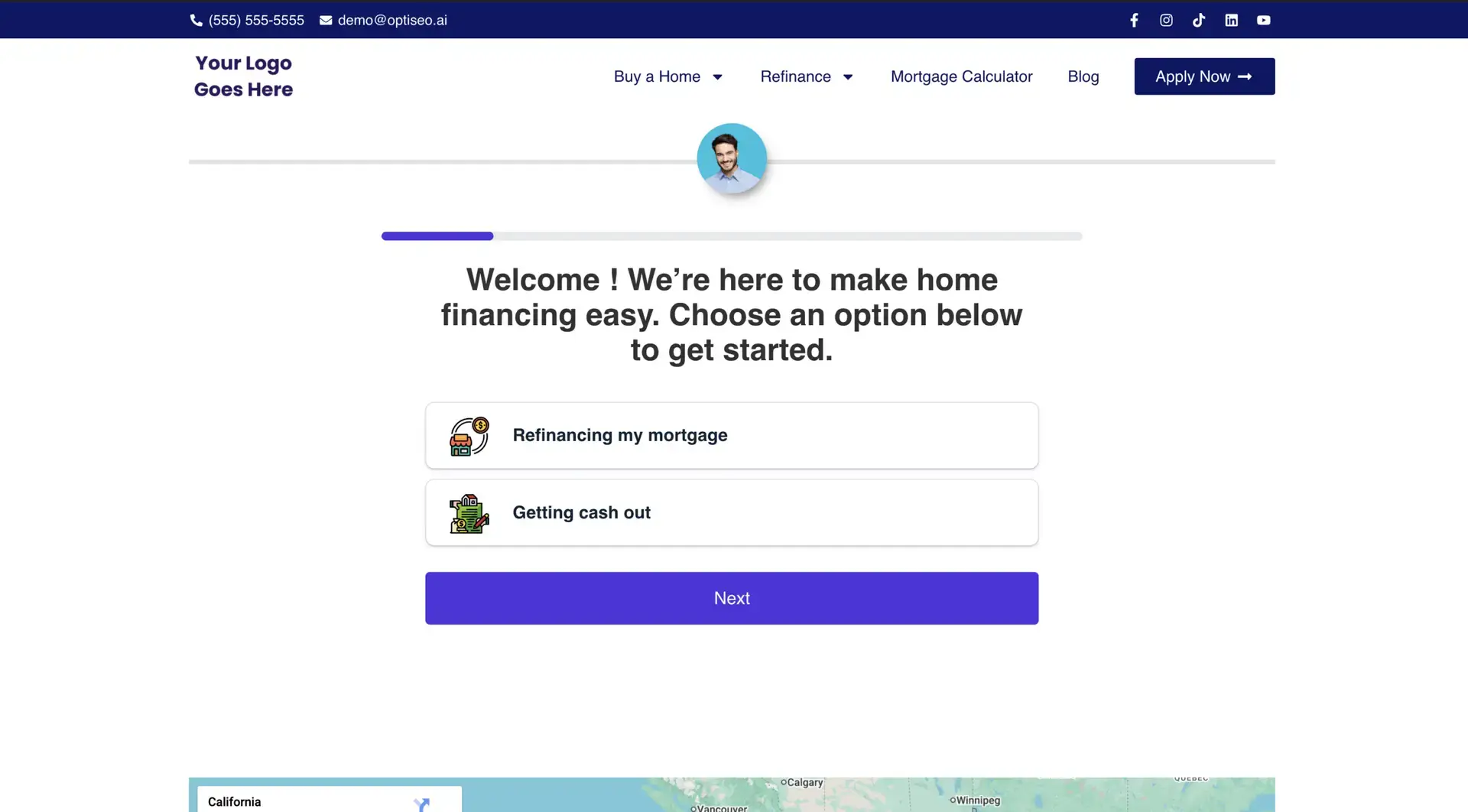 Refinance Mortgage Funnel demo screenshot